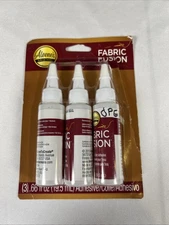 Aleene’s Fabric Fusion Glue Adhesive Washable Flexible Craft Bond 3 Pk (1 Open)