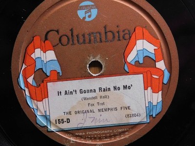 Original Memphis Five Jazz 78 It Aint Gonna Rain No Mo bw Red Hot Mamma