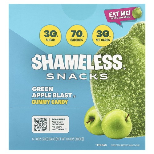 Gummy Candy, Green Apple Blast®, 6 Bags, 1.8 oz (50 g) Each