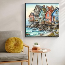 Bimkole 5d Diamond Painting Kit Completo Fai da Te Spiaggia, Finestra Mare Albero Blu CieloPittura Diamante Punto Croce Strass Arte E Creazione Di Mosaico Decorazione Murale Artigianale (30x40 cm