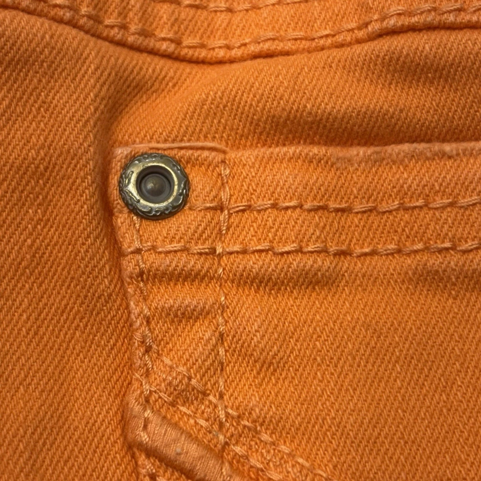 Pantalones Cortos Candie's Naranja Tiro Bajo Denim Envejecido Corte 1 Foto 4 de 4