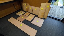 Hardwood plywood offcuts, stud timber, & cladding - mixed sizes (in description)