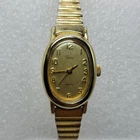 Vintage 1996 Timex Women Watch 18mm Oval Dial Gold Tone Stretch Band , Runs