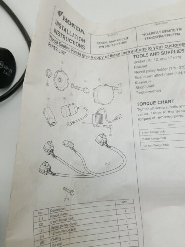 Honda OEM 08U78-HP7-300 Recoil Manual Starter Kit. NOS. - Picture 4 of 4
