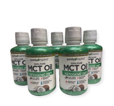 5x Purely Inspired MCT Oil Ketogenic 31 Servings 16oz Bottle Flavorless 08/2024+