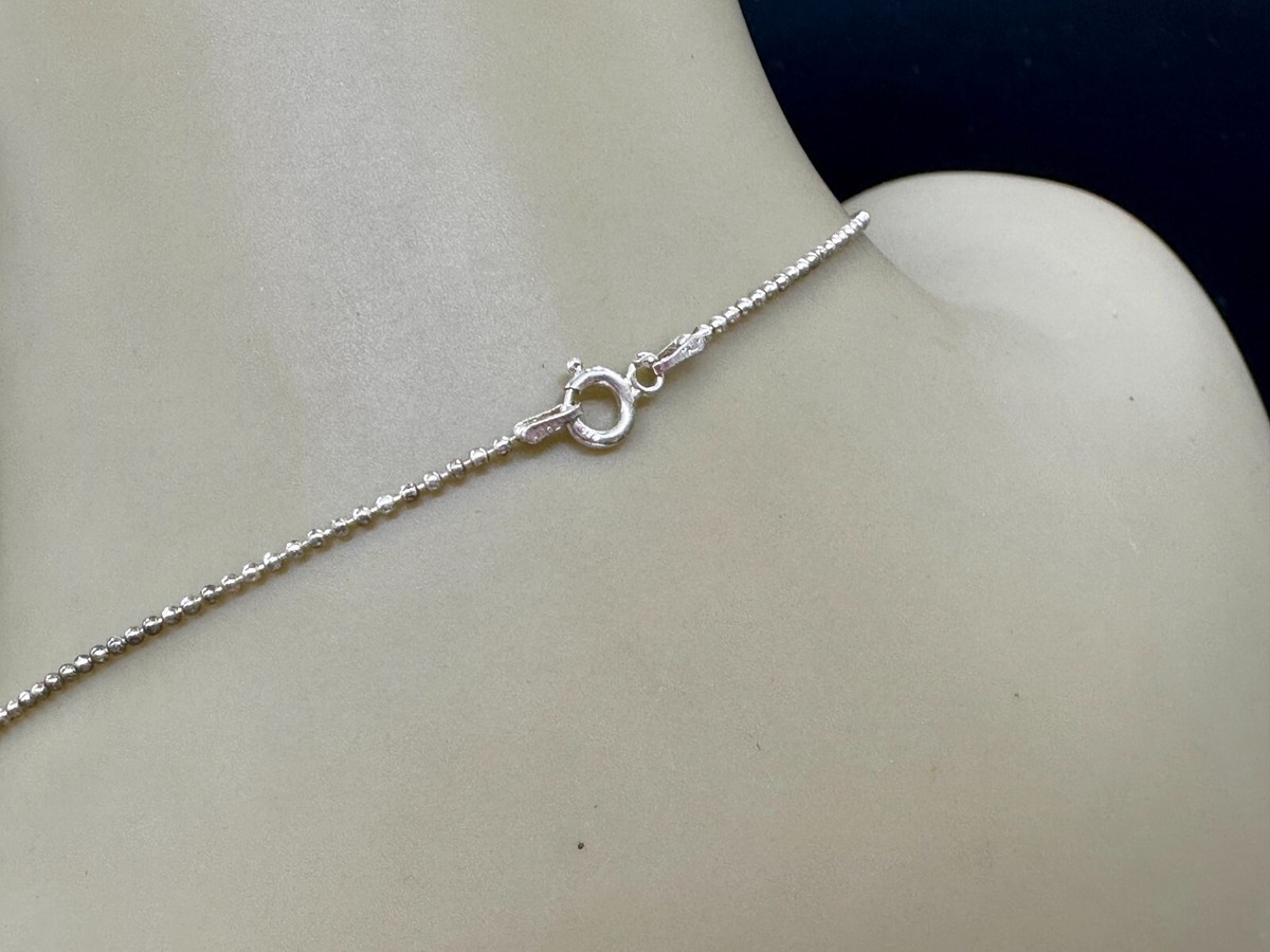 VINTAGE STERLING SILVER 925 CHAIN BALL BABY SHOE RUBY RED GLASS NECKLACE PENDANT View 5