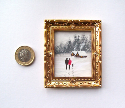 DOLLS HOUSE ORIGINAL HAND PAINTED  GOING HOME  SIGNED LANDSCAPE MINI PAINTING