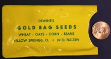 1960-70 Era Yellow Springs Ohio Gold Bag Seeds raincap in pouch Wheat Corn Oats-