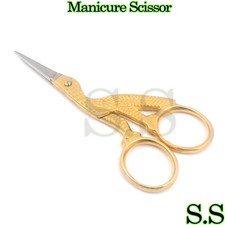 Stork Sewing Embroidery ManiCure Scissors Gold Plated 3.5" Bird Shape BTS-651