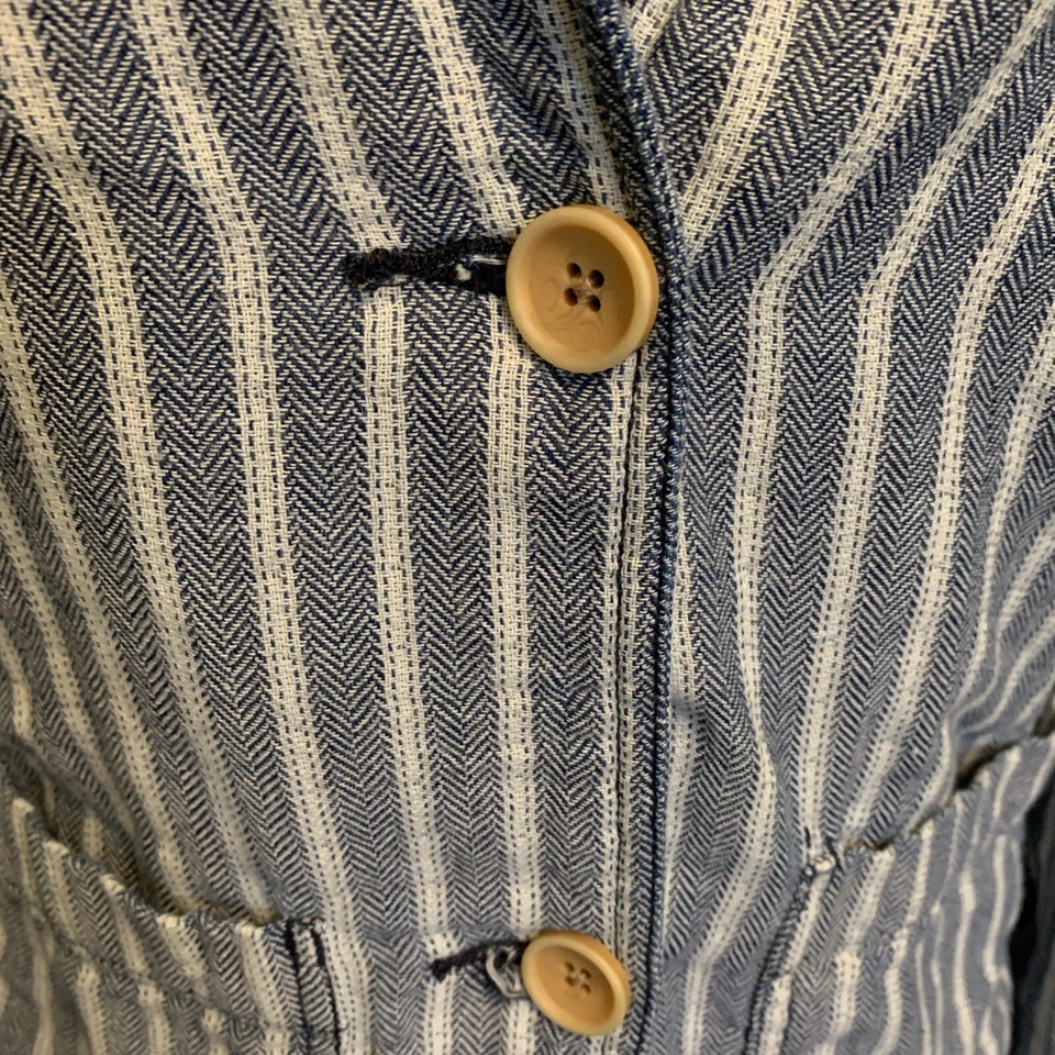 Chaqueta Blazer Dylan by True Grit Rayas Para Mujer Informal Algodón Azul y Blanco Pequeña Foto 3 de 4