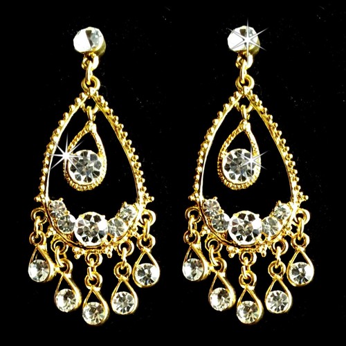 Orecchini Strass Cristalli Bollywood Gioiello Danza Del Ventre Matrimonio Oro