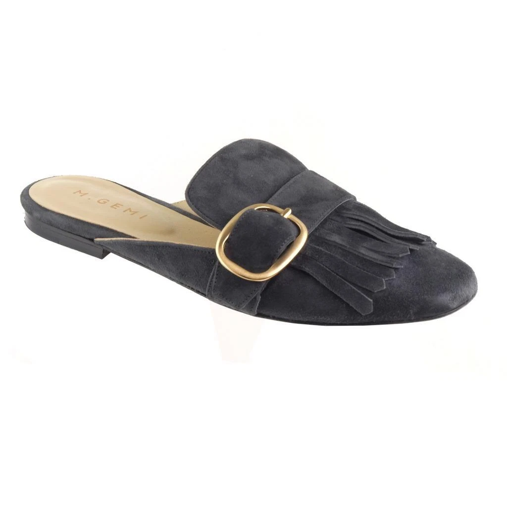 M.GEMI Slides Mules Slip On Shoes Sz. 37.5 EU 7 US Dark Gray Suede
