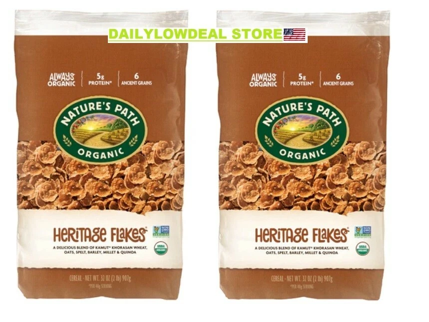 PACK de 2 cereales Nature's Path Organic Heritage Flakes 32 oz (total 64 oz) Foto 3 de 4