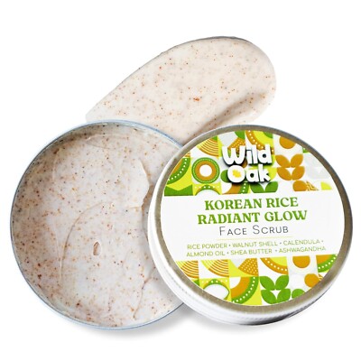 WildOak Korean Rice Face Scrub | Glass Skin & Brightens | Anti Aging
