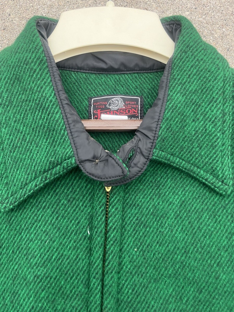 Vintage Johnson Woolen Mills Hunting Jacket Men Wool Plaid Zip Up