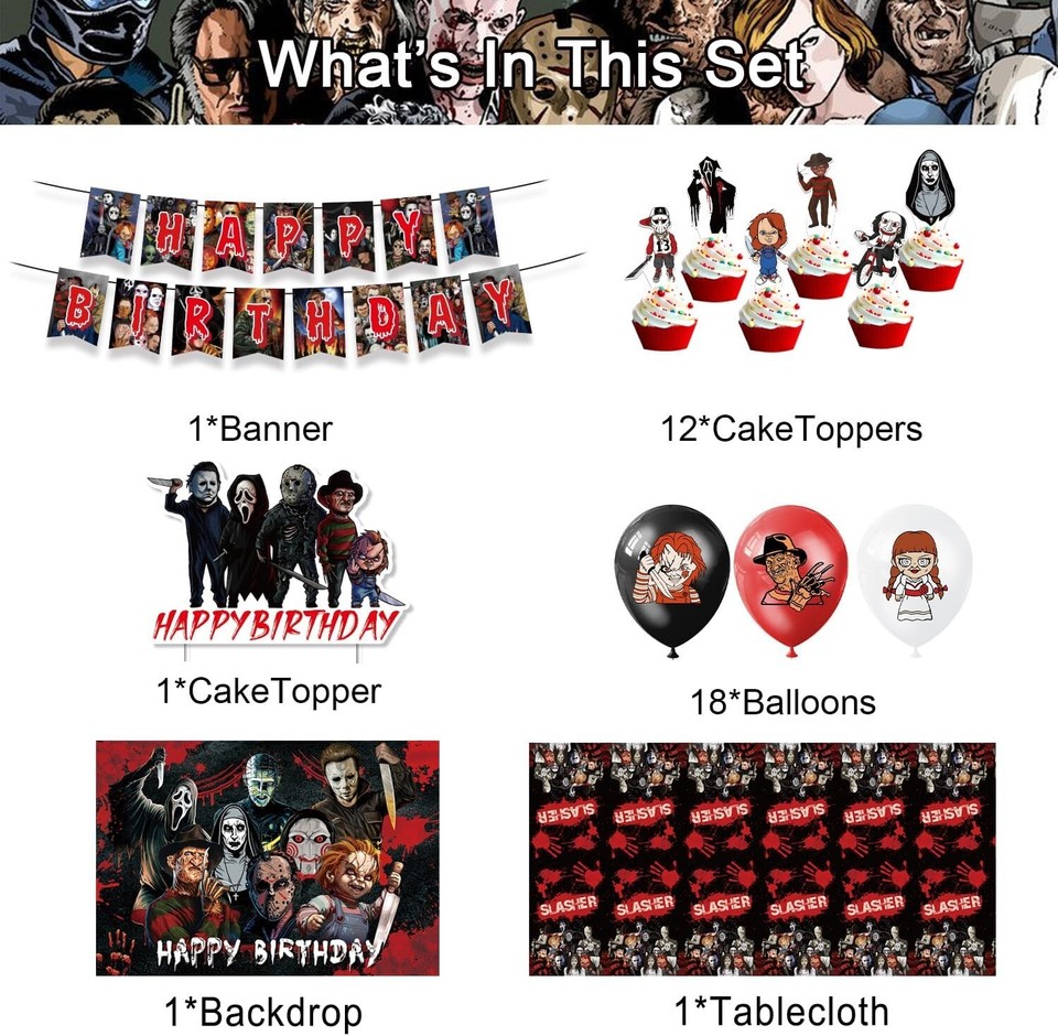 Horror Classic Movie Birthday Supplies, Horror Themed Character Party