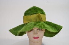 Vintage 70's Lime Green Felt Betmar Paris New York Church Derby Hat Ribbon