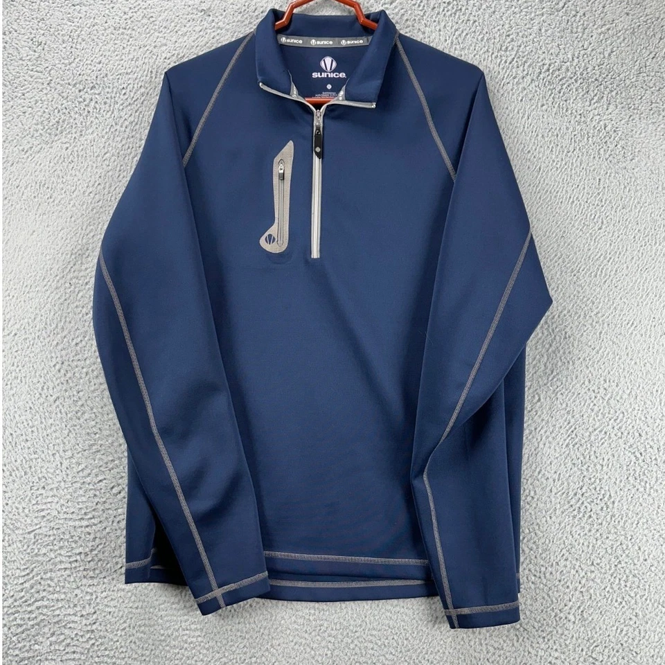 Camisa Pullover de Golf Sunice Adulto Grande Azul Cuarto Cremallera Ligera Atlética Hombres Foto 4 de 4