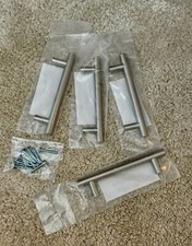 Brushed Nickel T Bar Handles 96mm Hole Centre, 4 Pack With Fittings, Brand new