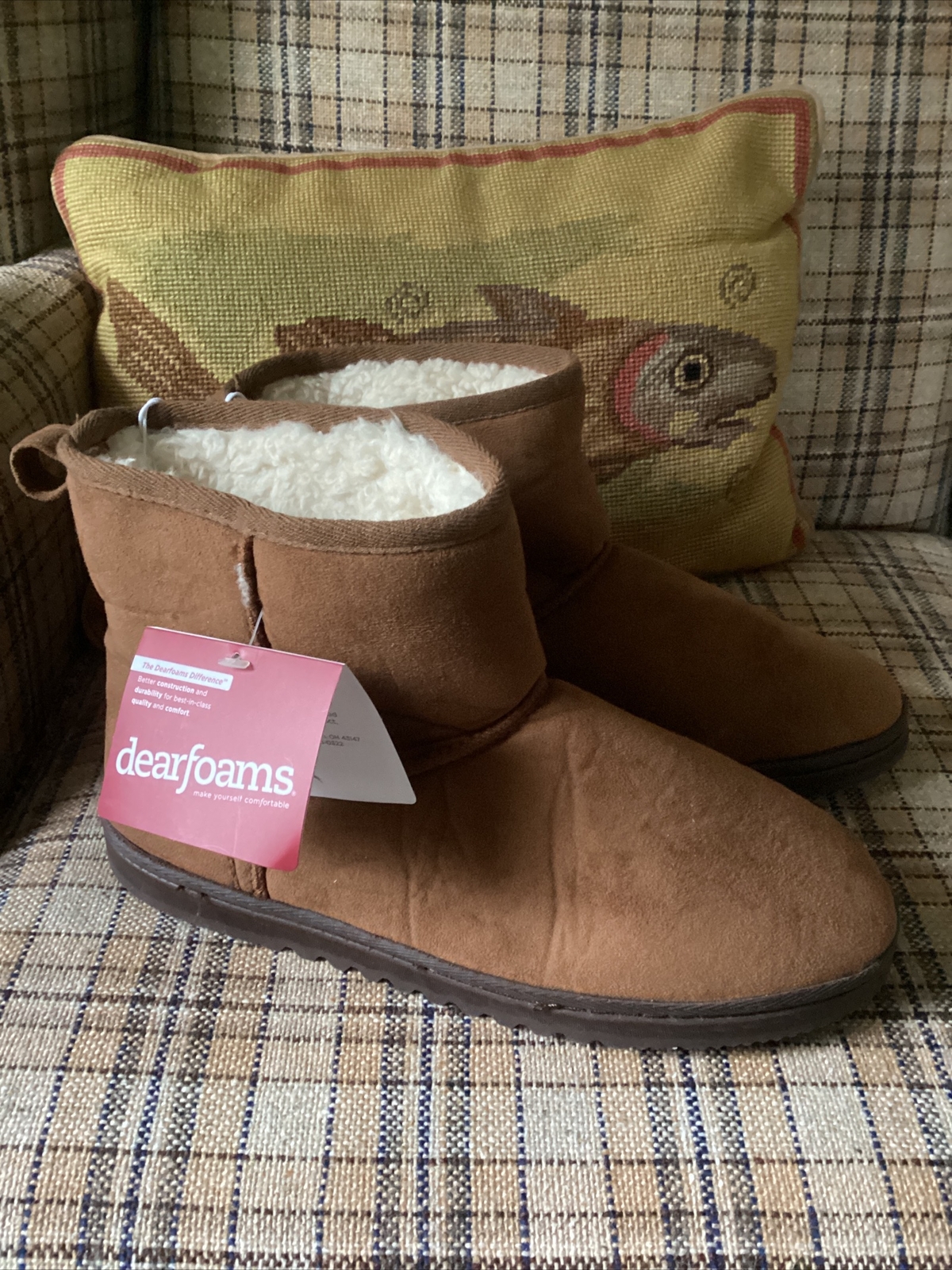 SAOLA Dearfoam Stivali Ciabatte Donna XL 11 12 Marrone Pelliccia Ecopelliccia Suola Gomma