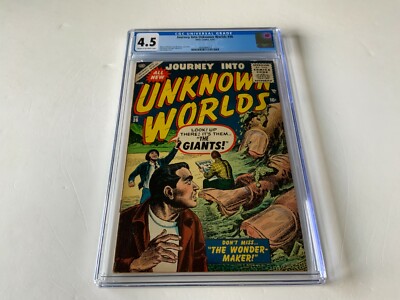 JOURNEY INTO UNKNOWN WORLDS 36 CGC 4.5 GIANTS HORROR SCI FI ATLAS COMICS 1955