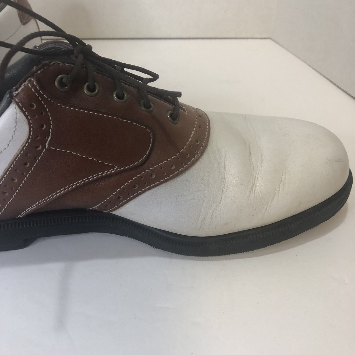 FootJoy DryJoys AquaFlex Leather Golf Shoes Brown White Men’s Size 9M FootJoy Brown White Joys Men main image 4