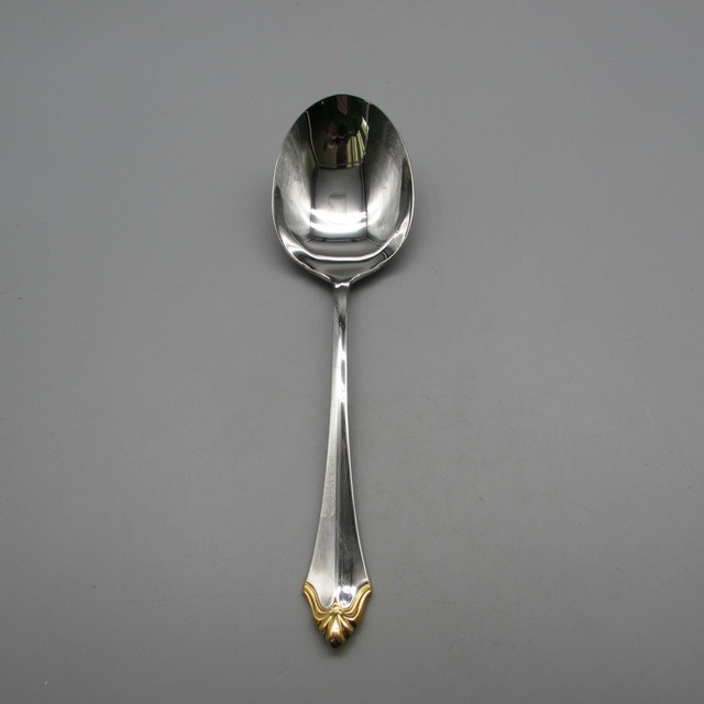 4 Round Consomme Spoons Oneida Community GOLDEN KENWOOD Gold Accent 5 3