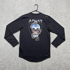 Ariat T-Shirt Mens S Black Rebar Chrome Skull Workman Chain Snake Vented *17