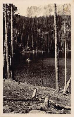 J83/ Estes Park Colorado RPPC Postcard c1940s RMNP Lake Boat 498