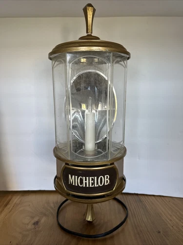 Vintage MICHELOB Classic Brass Look 19” Lighted Beer Sign, Wall Lantern Sconce