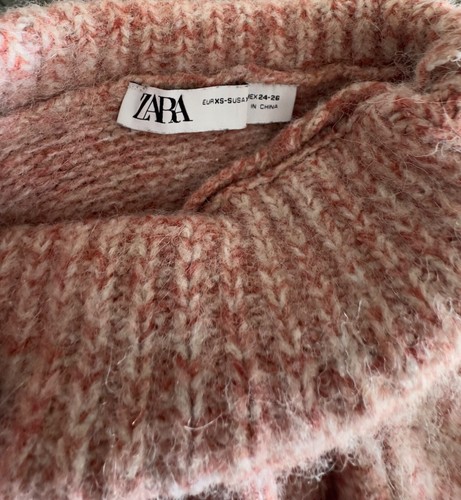 Zara Mujer Mezcla Lana Cuello Tortuga Jersey Rosa Coral Mediano - Imagen 6 de 9