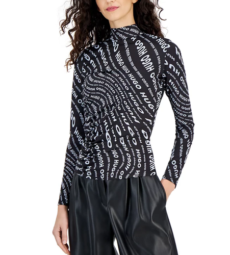 Hugo by Hugo Boss Logo-Print Jersey Turtleneck Open Miscellaneous Size S - Picture 2 of 3