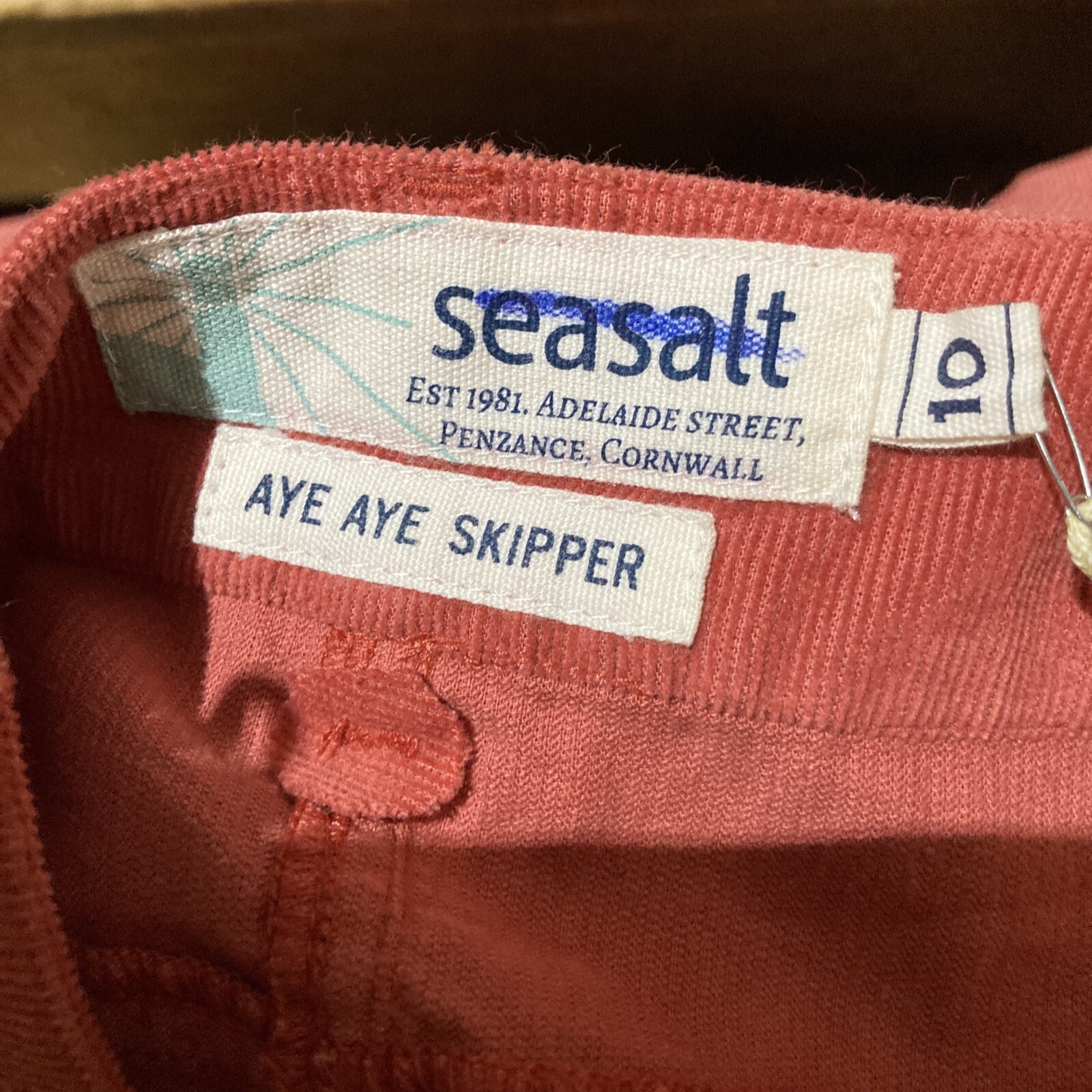 Seasalt Barn Red  "Blakes" Fine Needlecord Cotton Skirt, Size 10 UK, BNWT 7