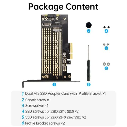 Adattatore SSD JEYI per NVMe Dual M.2 PCIe X4 X8 X16 4.0 NGFF SSD, NVME e SATA - Foto 7 di 12