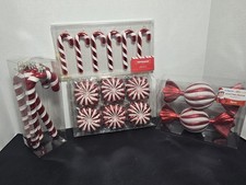 18Pc Peppermint/Candy Cane Ornaments Christmas
