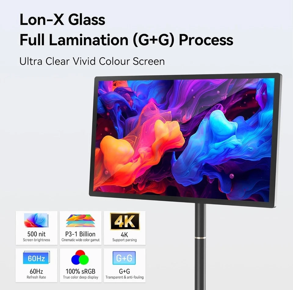 BISPRICO 27-INCH 1080P PORTABLE TOUCH-SCREEN MONITOR 8GB 128GB STORAGE - Image 3 of 4