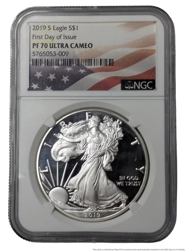 NGC 2019 S American Eagle PF 70 Ultra Cameo 1ozt 999 Fine Silver Bullion Coin