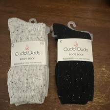 Cuddl Duds 4 Pairs Boot Socks Black White Gray Speckled Women  s 4-10