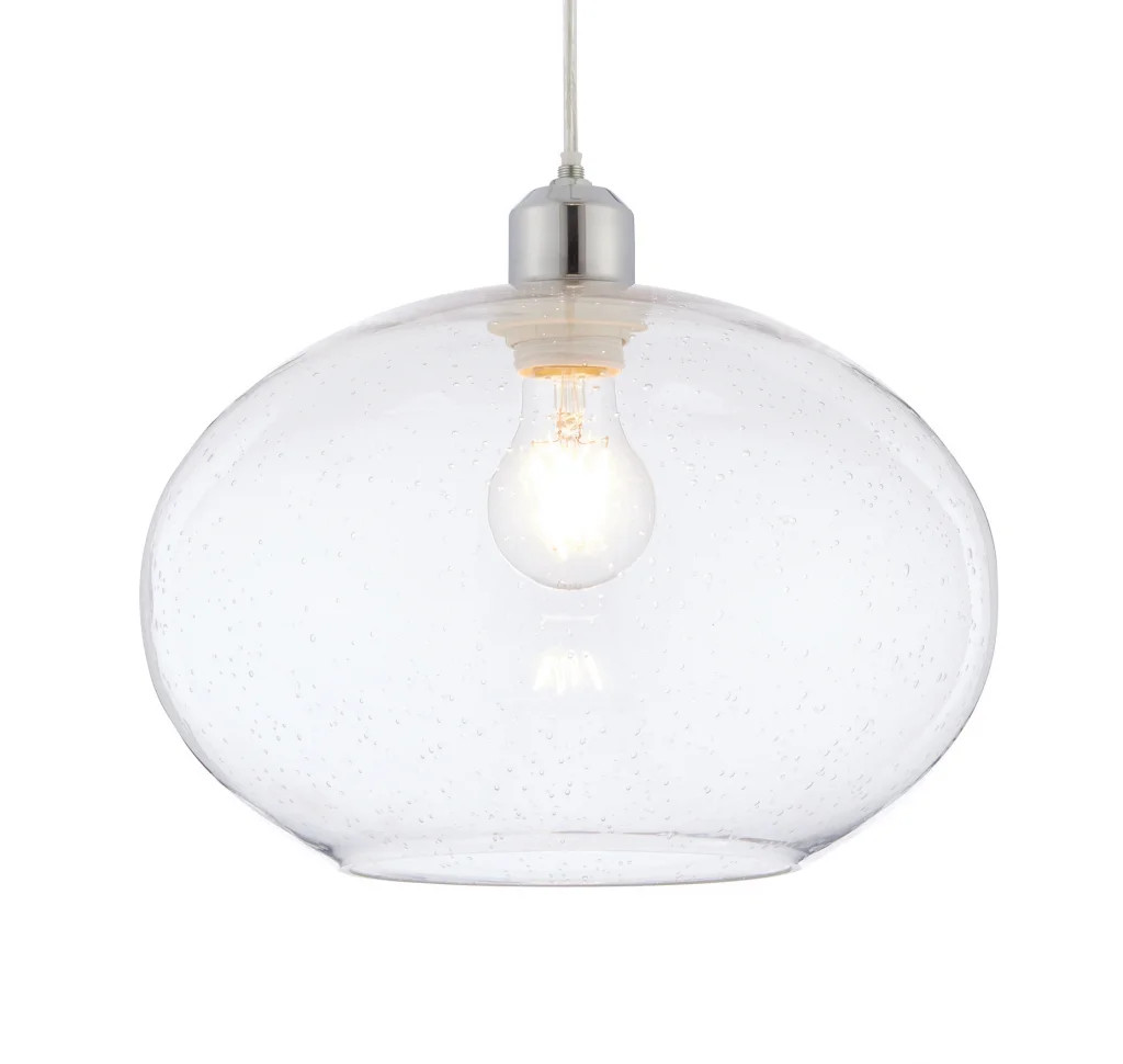 Lampshade Silver Dimitri Glass Chrome 300mm Shade Only Endon 73974