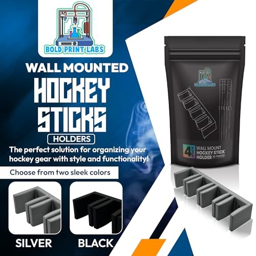 Wall Mount Hockey Stick Holder | Ice Hockey Stick 6 Stick Wall Mount Black