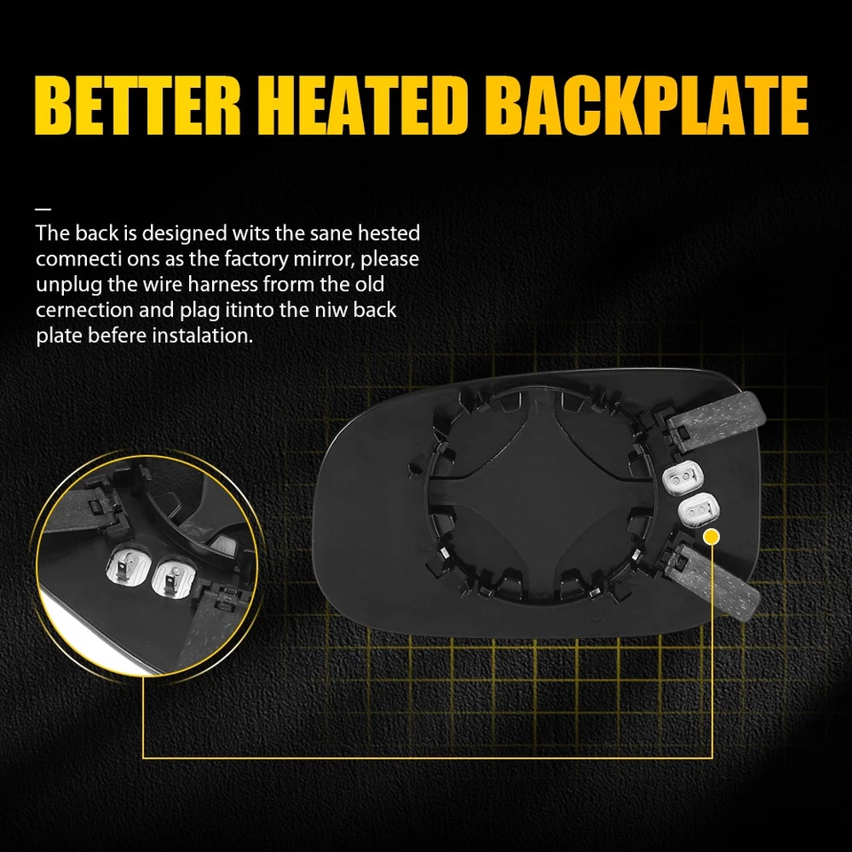 Espejo de vidrio térmico para Volvo V50 07-10 lado del pasajero con placa trasera 30762572 EE Foto 3 de 4