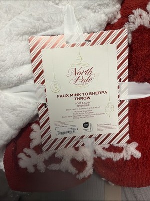 North Pole Trading Co. Faux Mink To Sherpa Throw. Soft & Cozy, Reversible.