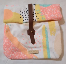 Benefit Pastel Canvas Reusable Lunch Bag Make-up Cosmetics Tote San Francisco