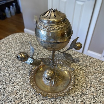 19th Century Spanish Colonial Silver plated  Sahumador Ornamental Incense Burner