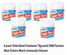 6 Pack Toilet Bowl Freshener 1000 Flushes Blue Cistern Block Limescale Cleaner