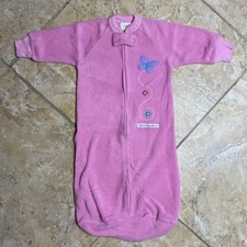 Vintage Tykes Pink Fleece Baby Sleep Sack Butterfly Garden Infant