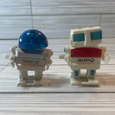 2 Wind Up Toys Walking Robots Galaxy Blue Visor READ ~ WORKING! Wind-Up Walkers