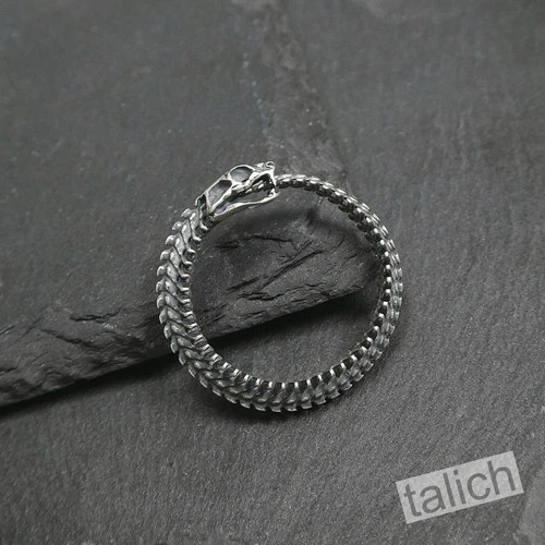 Antique 925 Sterling Silver Ouroboros Infinity Snake Bone Ring Adjustable Unique