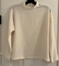 Madewell Minimalist Textured Mock Neck Size XS Pullover 3/4 Sleeve Cream Color