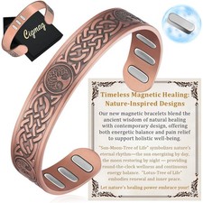 Copper Magnetic Bracelet for Men, with Powerful 9X 5000 Gauss Magnets, Adjustab